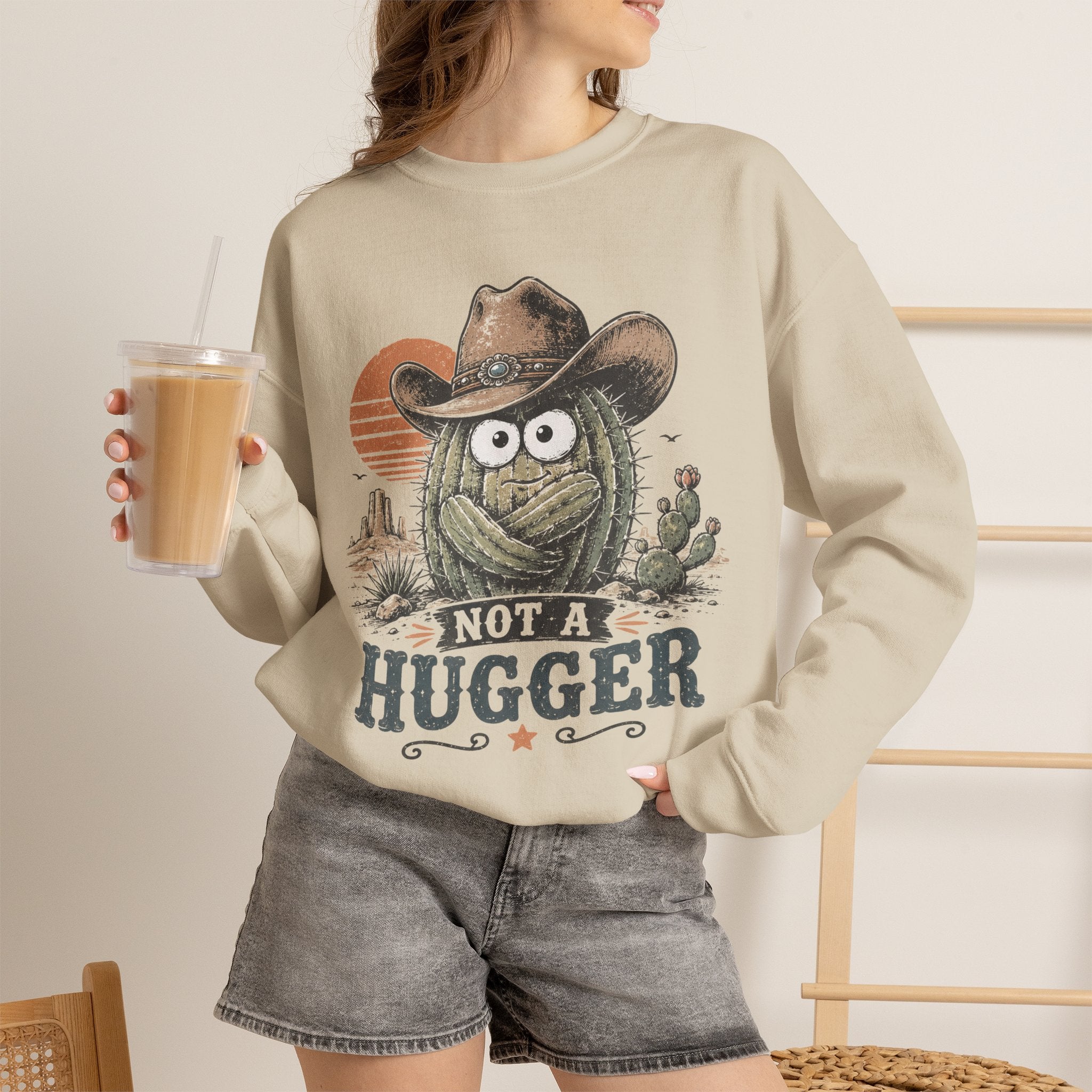 Not a Hugger Cactus Crewneck Sweatshirt
