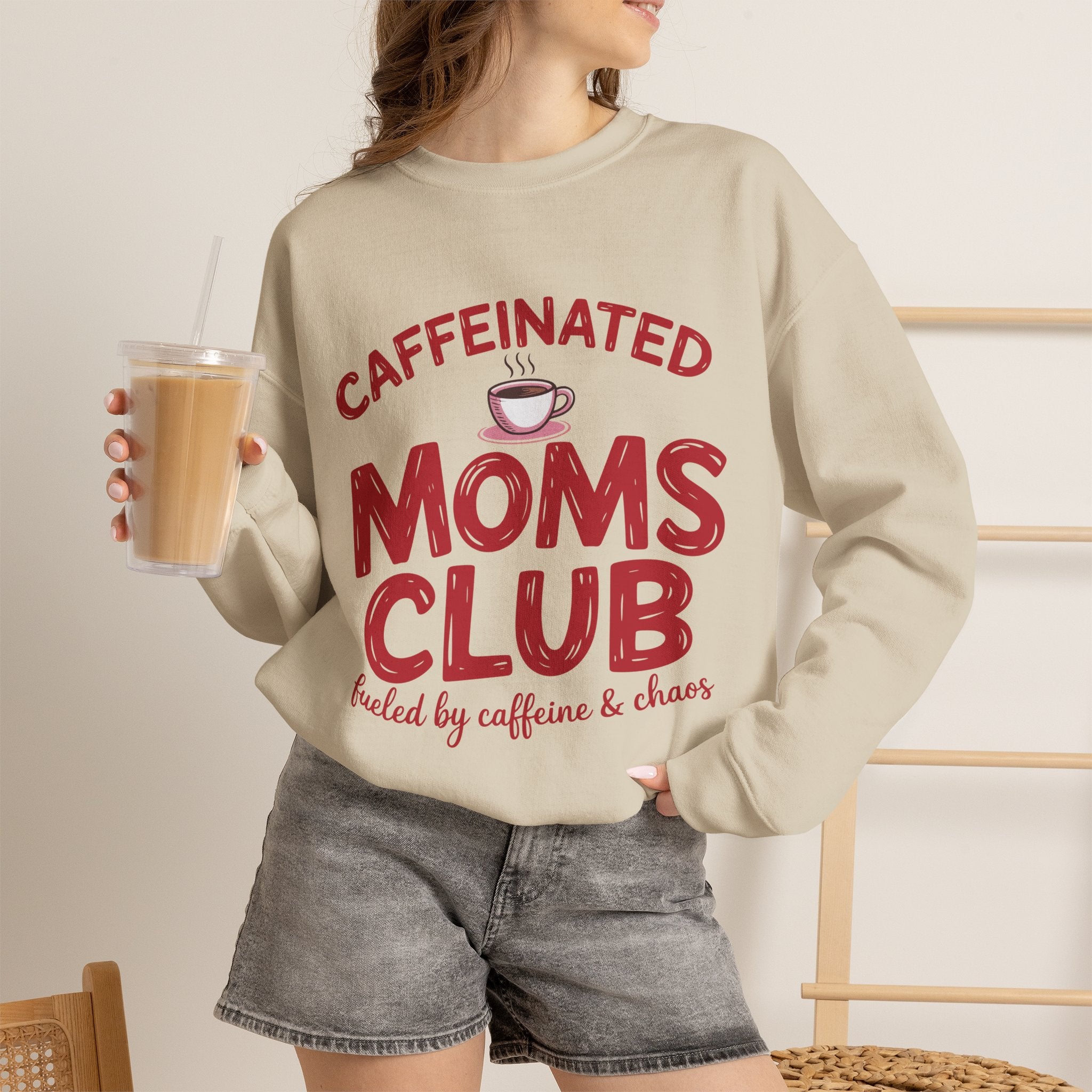Caffeinated Moms Club Sweatshirt — Cozy Coffee Lover Crewneck