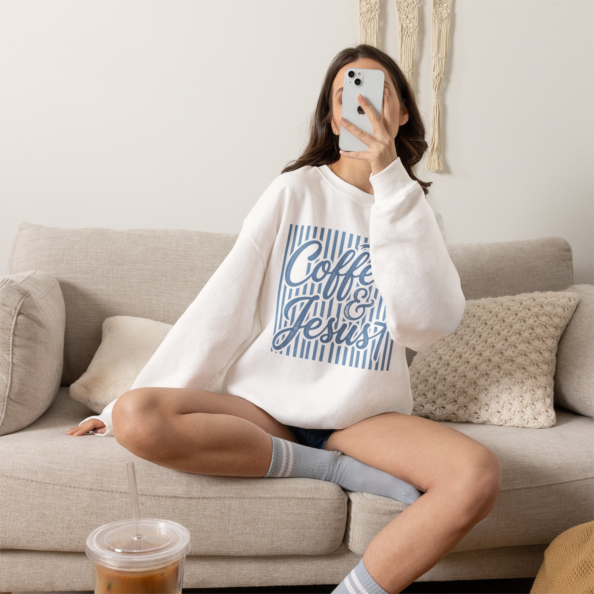 Coffee & Jesus Sweatshirt – Faith-Inspired Cozy Crewneck