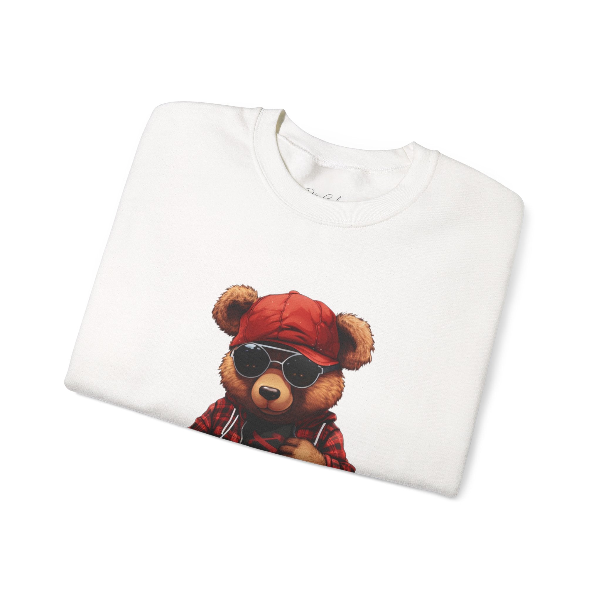Cool Teddy Bear Crewneck Sweatshirt - Hipster Bear Graphic Pullover