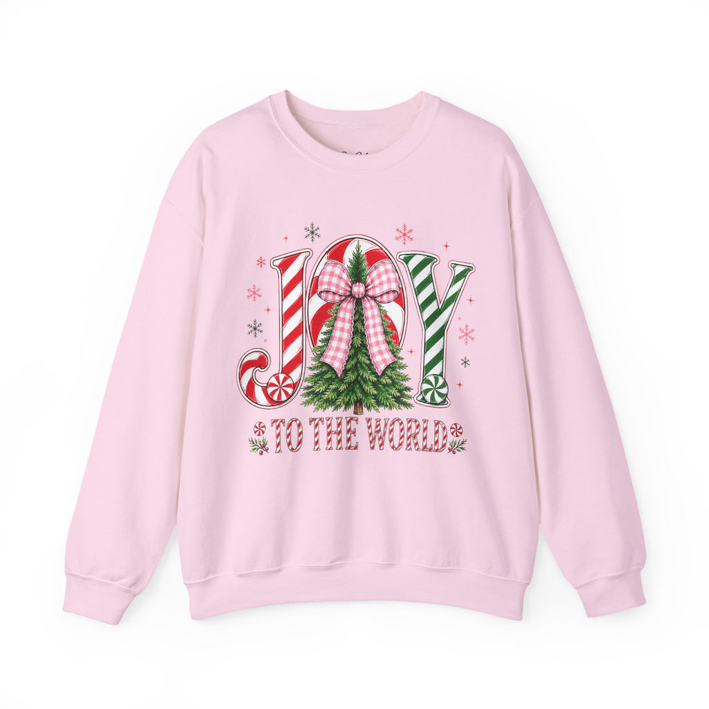 JOY to the World Christmas Sweatshirt — Festive Candy Cane & Wreath Holiday Crewneck