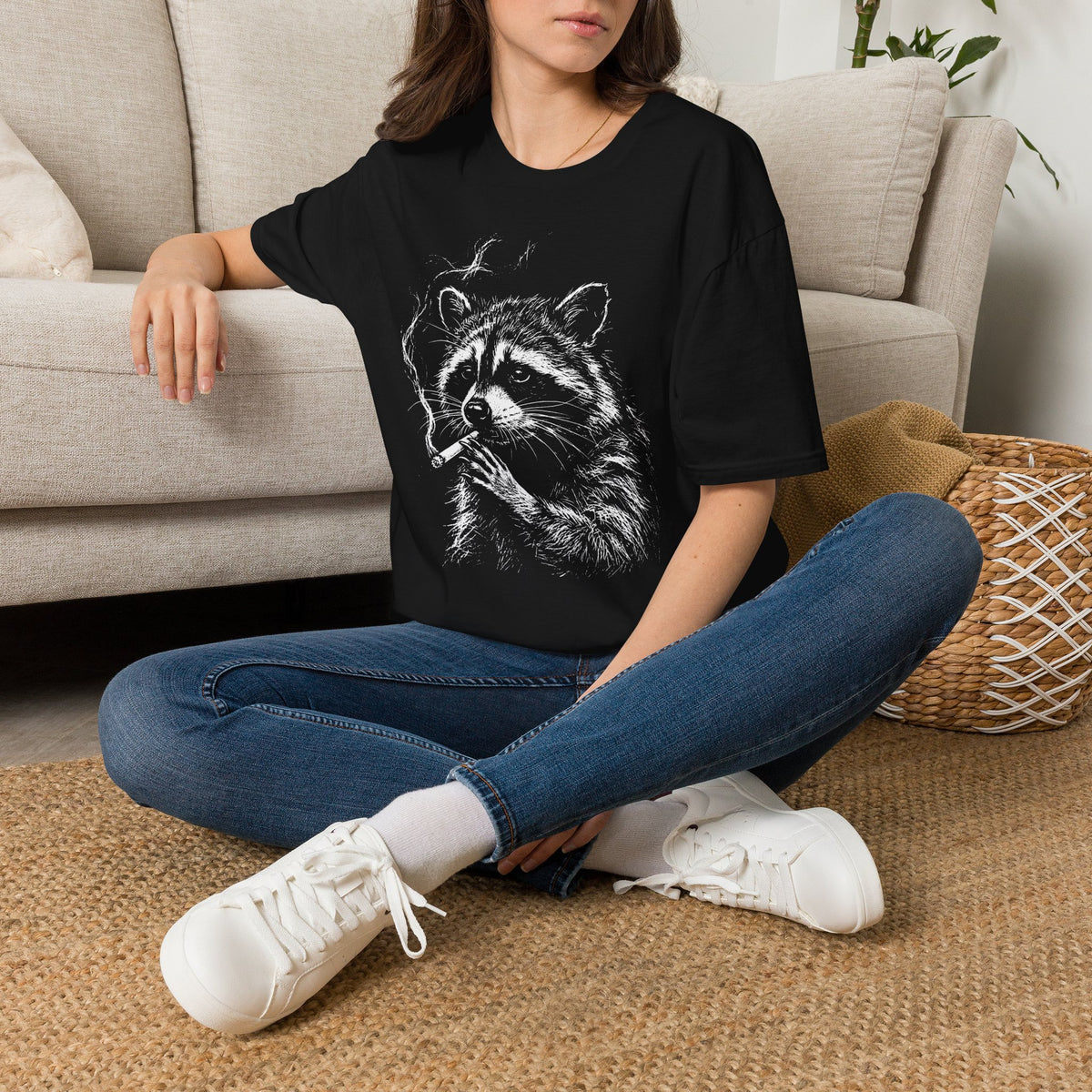 Raccoon Illustration T-Shirt — Smoky Woodland Graphic Tee