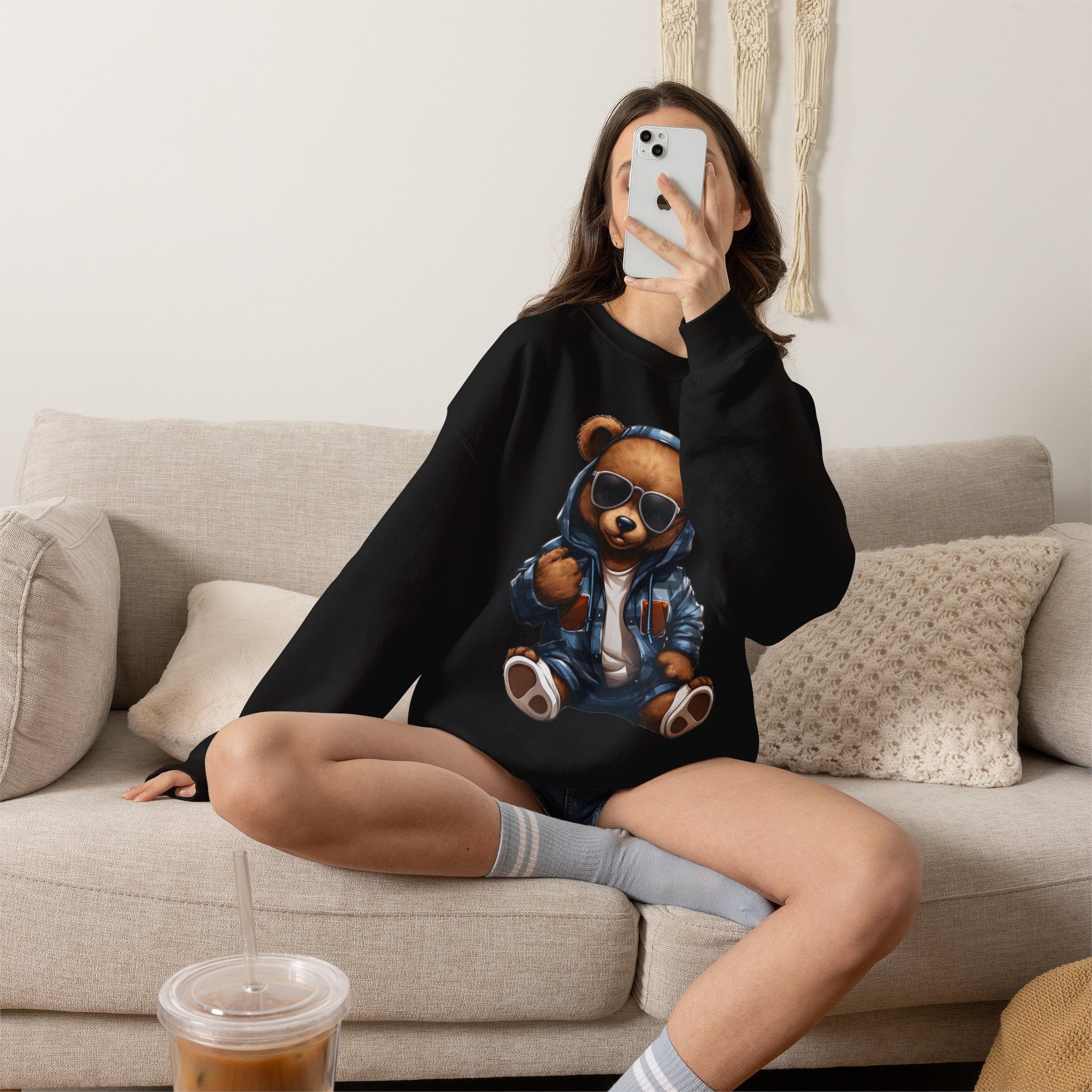 Cool Teddy Bear Hoodie Graphic Sweatshirt