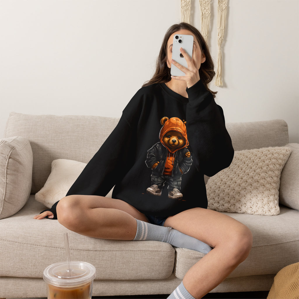 Streetwear Teddy Bear sweatshirt | Teddy in Hoodie and Leather Jacket