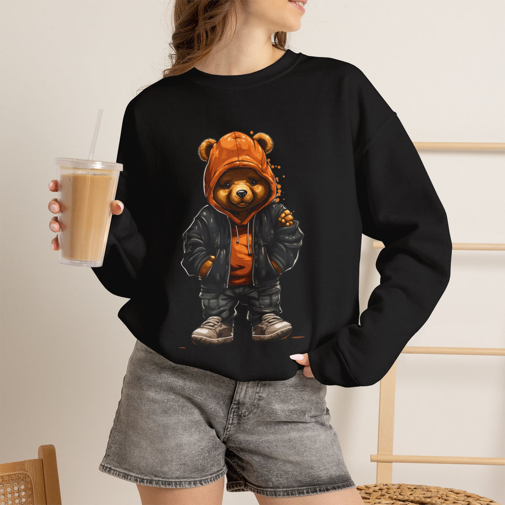 Streetwear Teddy Bear sweatshirt | Teddy in Hoodie and Leather Jacket