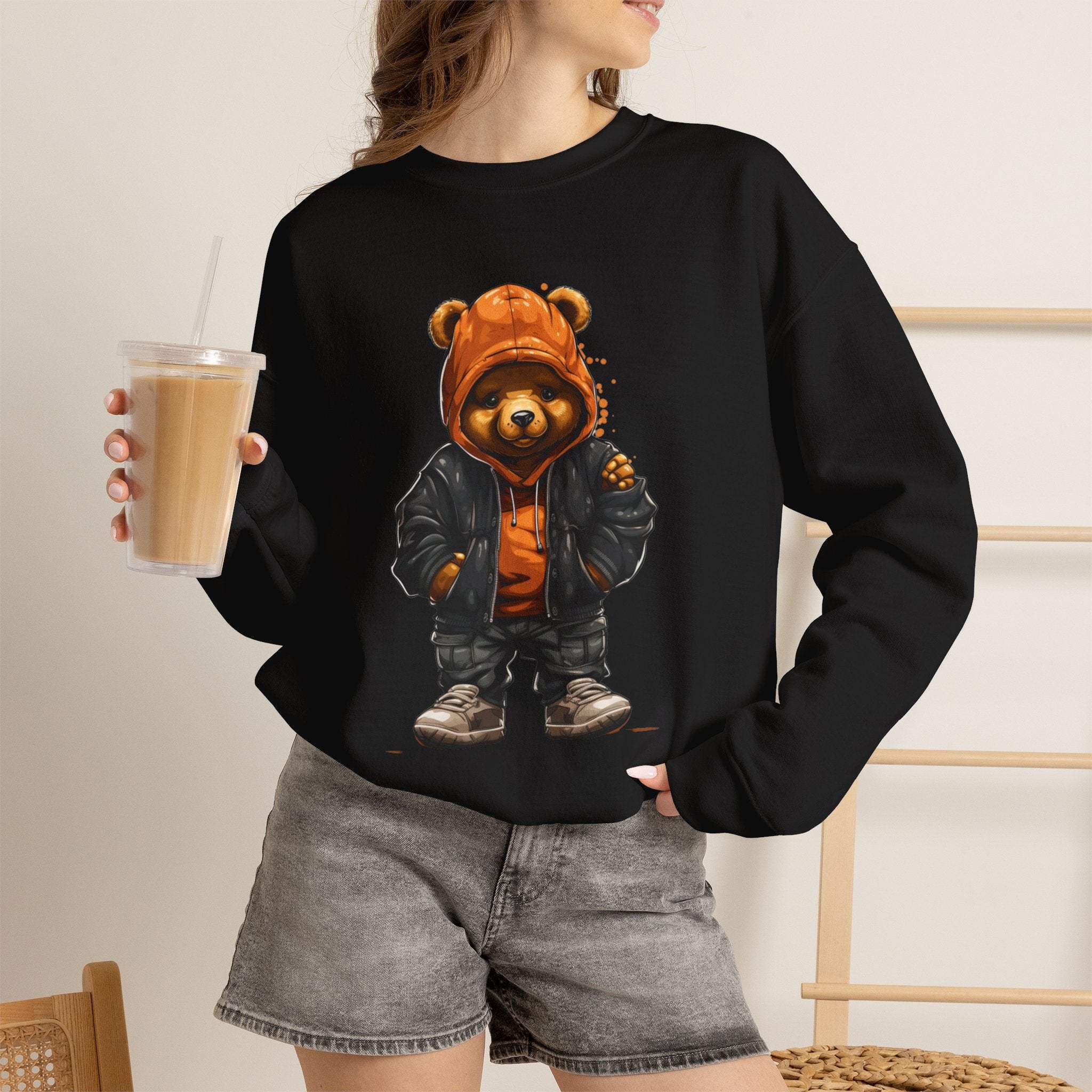 Streetwear Teddy Bear sweatshirt | Teddy in Hoodie and Leather Jacket