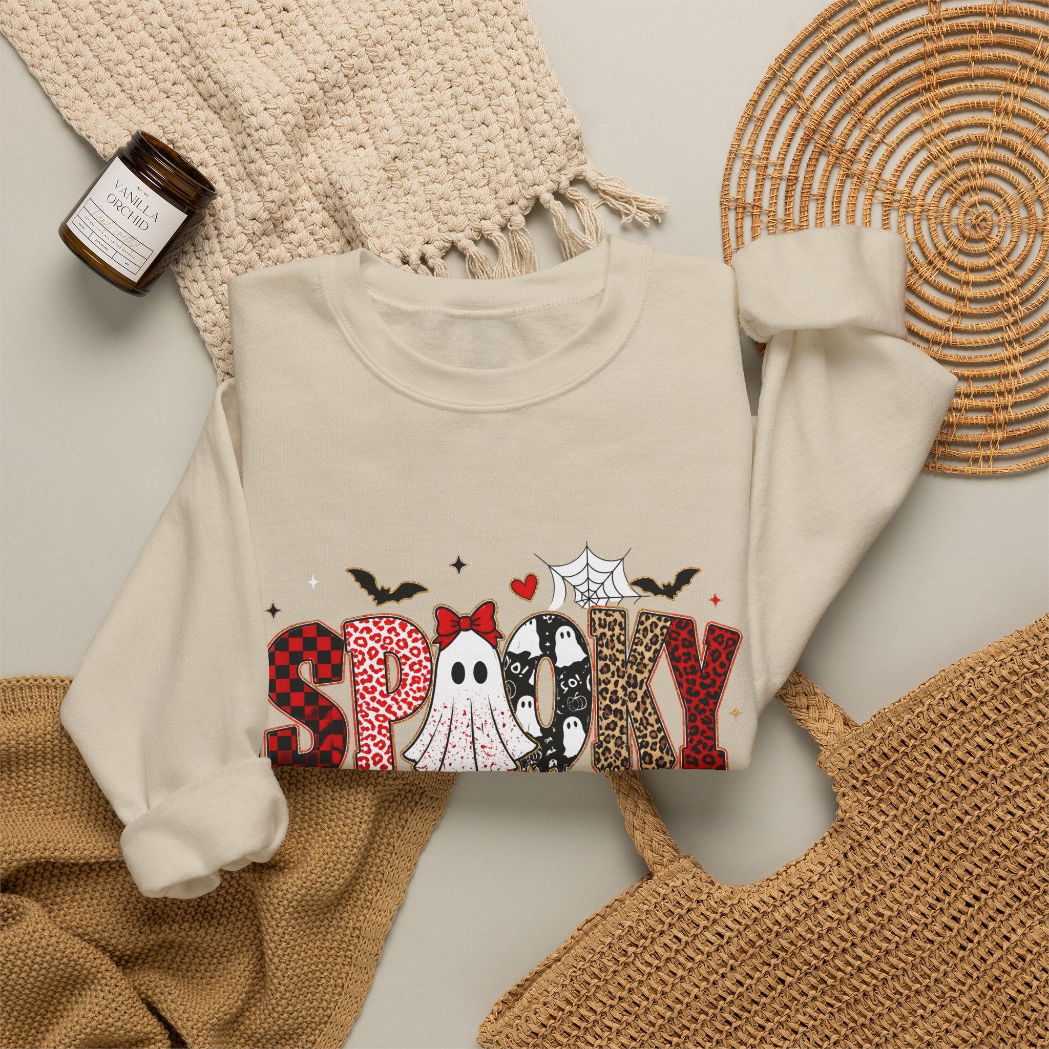 Spooky Mama Sweatshirt — Halloween Ghost Pumpkin Crewneck for Moms