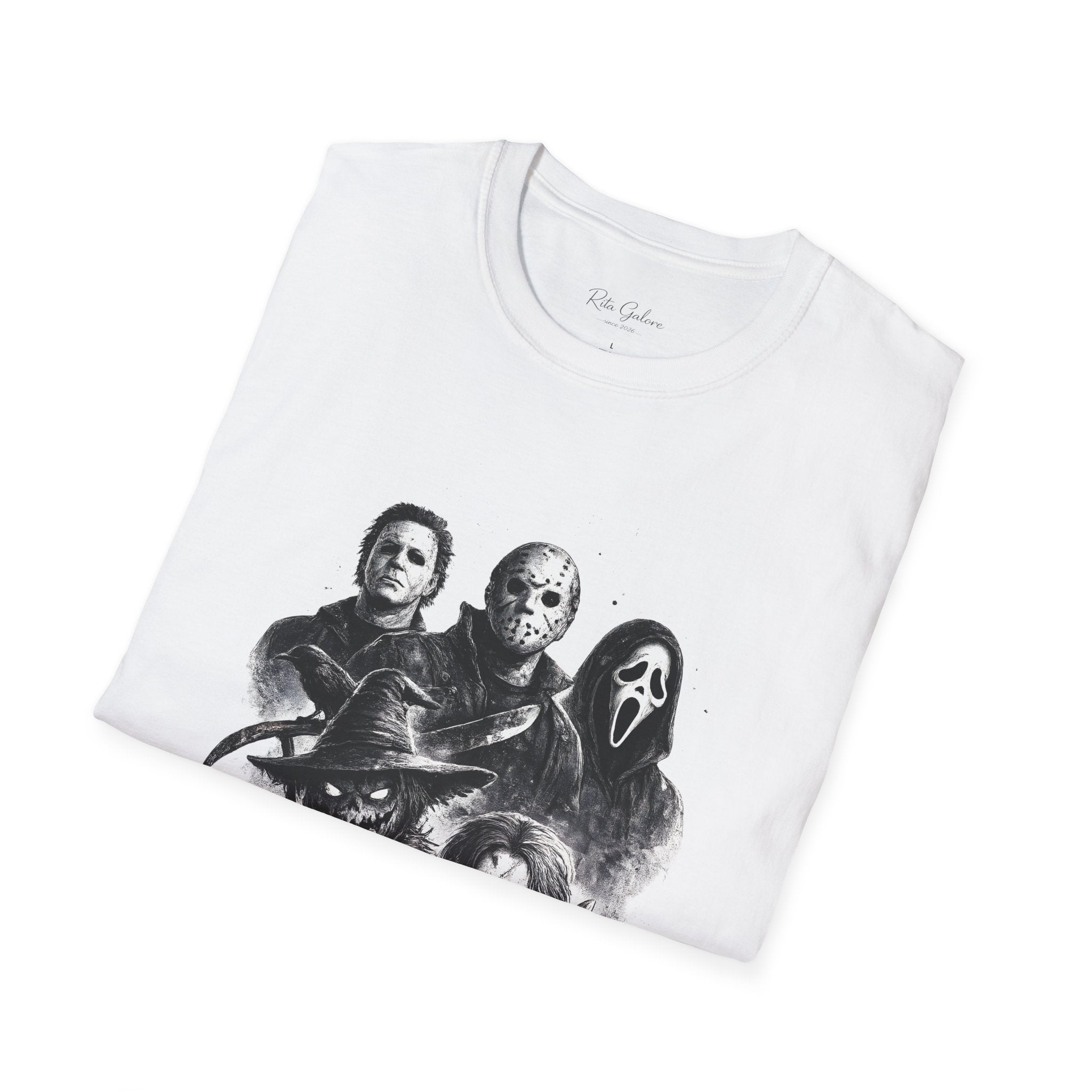 Horror Slasher Mask Collage T-Shirt | Halloween Villains Tee Unisex