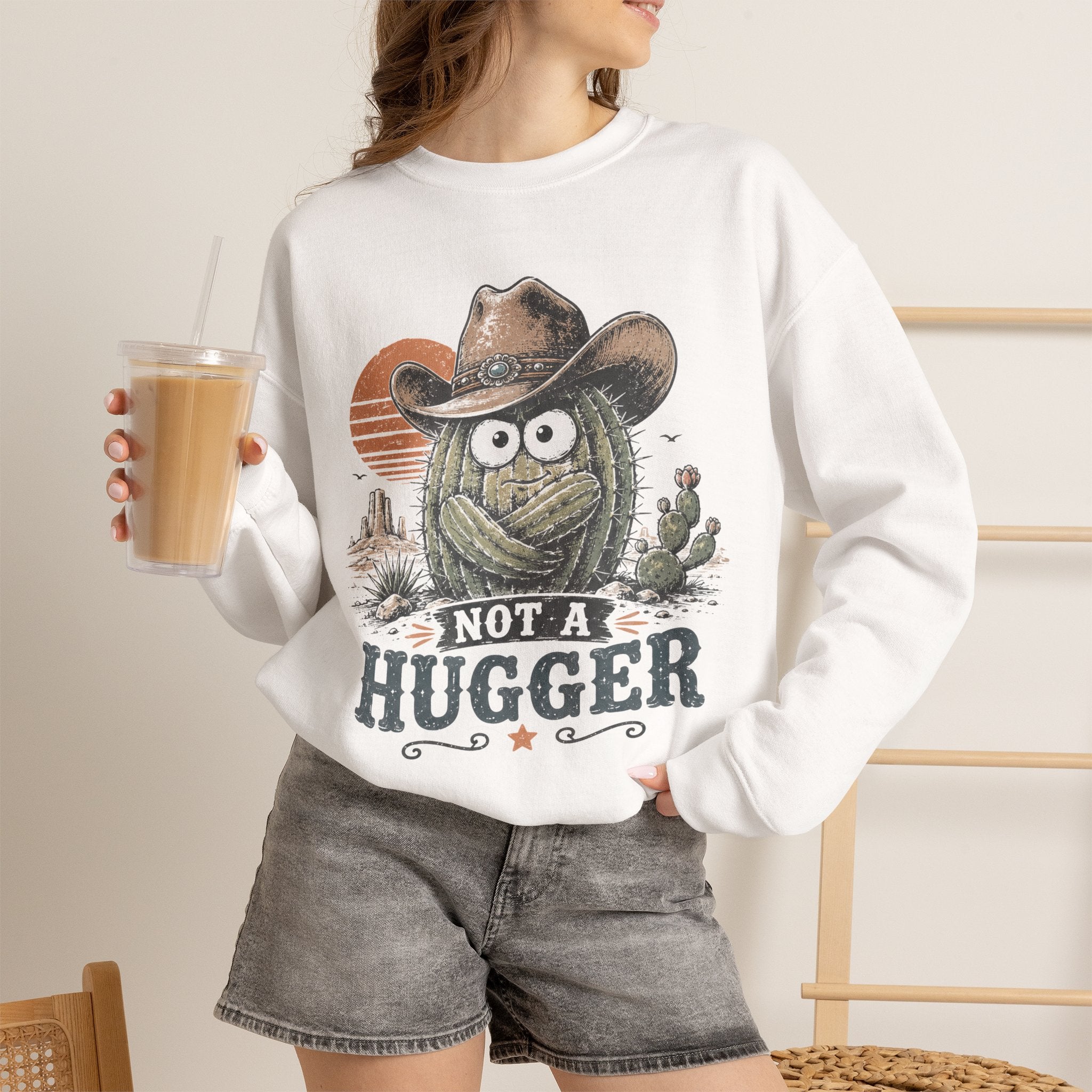 Not a Hugger Cactus Crewneck Sweatshirt