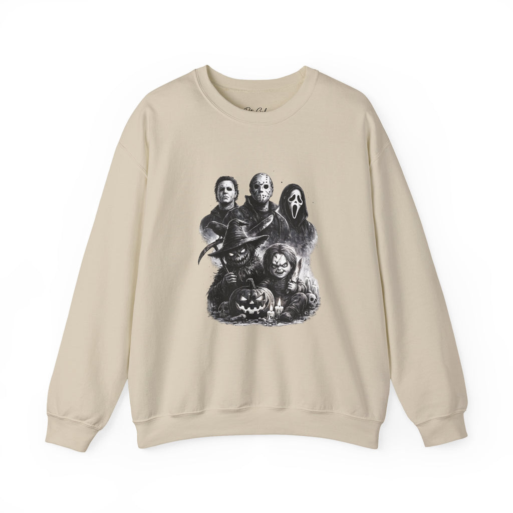 Horror Icons Crewneck Sweatshirt — Vintage Halloween Slasher Collage