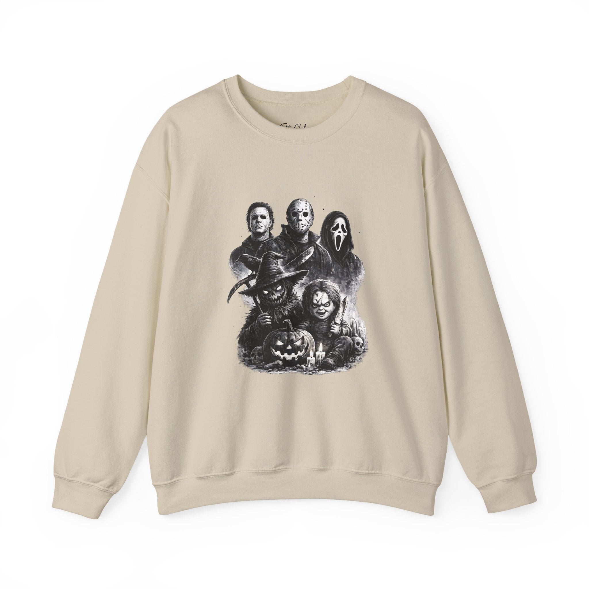 Horror Icons Crewneck Sweatshirt — Vintage Halloween Slasher Collage