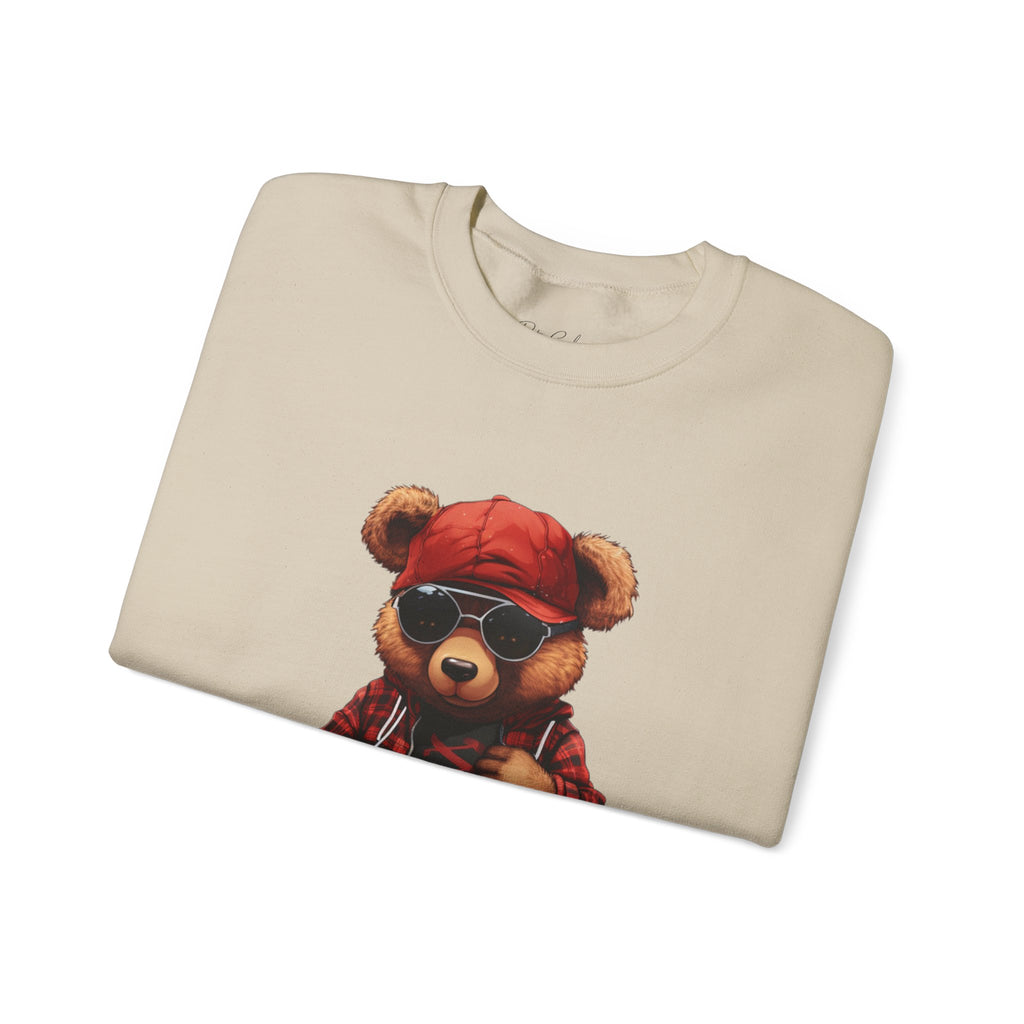Cool Teddy Bear Crewneck Sweatshirt - Hipster Bear Graphic Pullover