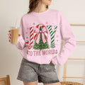 JOY to the World Christmas Sweatshirt — Festive Candy Cane & Wreath Holiday Crewneck