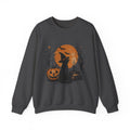 Halloween Cat & Pumpkin Crewneck Sweatshirt — Spooky Moonlit Witchy Vibe