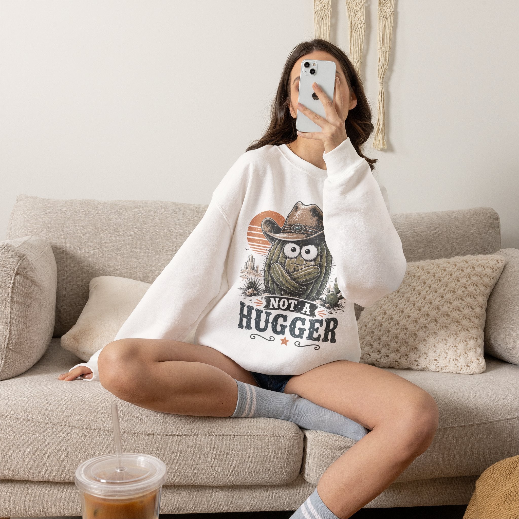 Not a Hugger Cactus Crewneck Sweatshirt