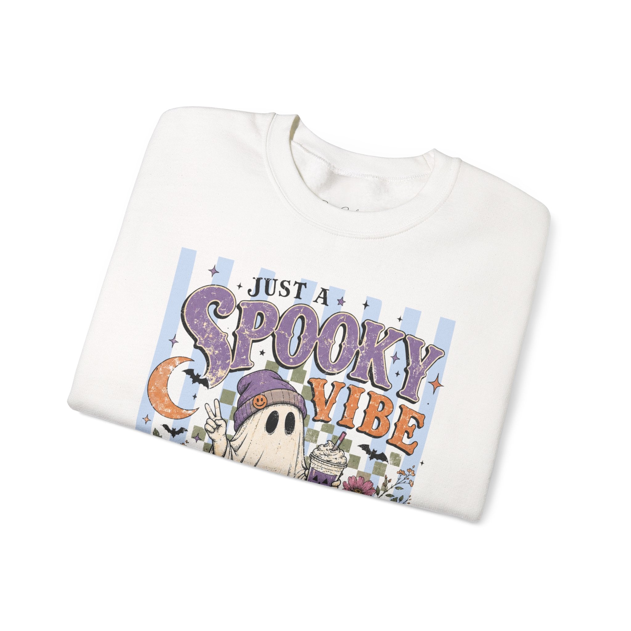 Spooky Vibe Crewneck Sweatshirt – Cute Ghost Halloween Graphic