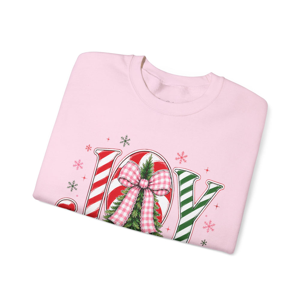 JOY to the World Christmas Sweatshirt — Festive Candy Cane & Wreath Holiday Crewneck