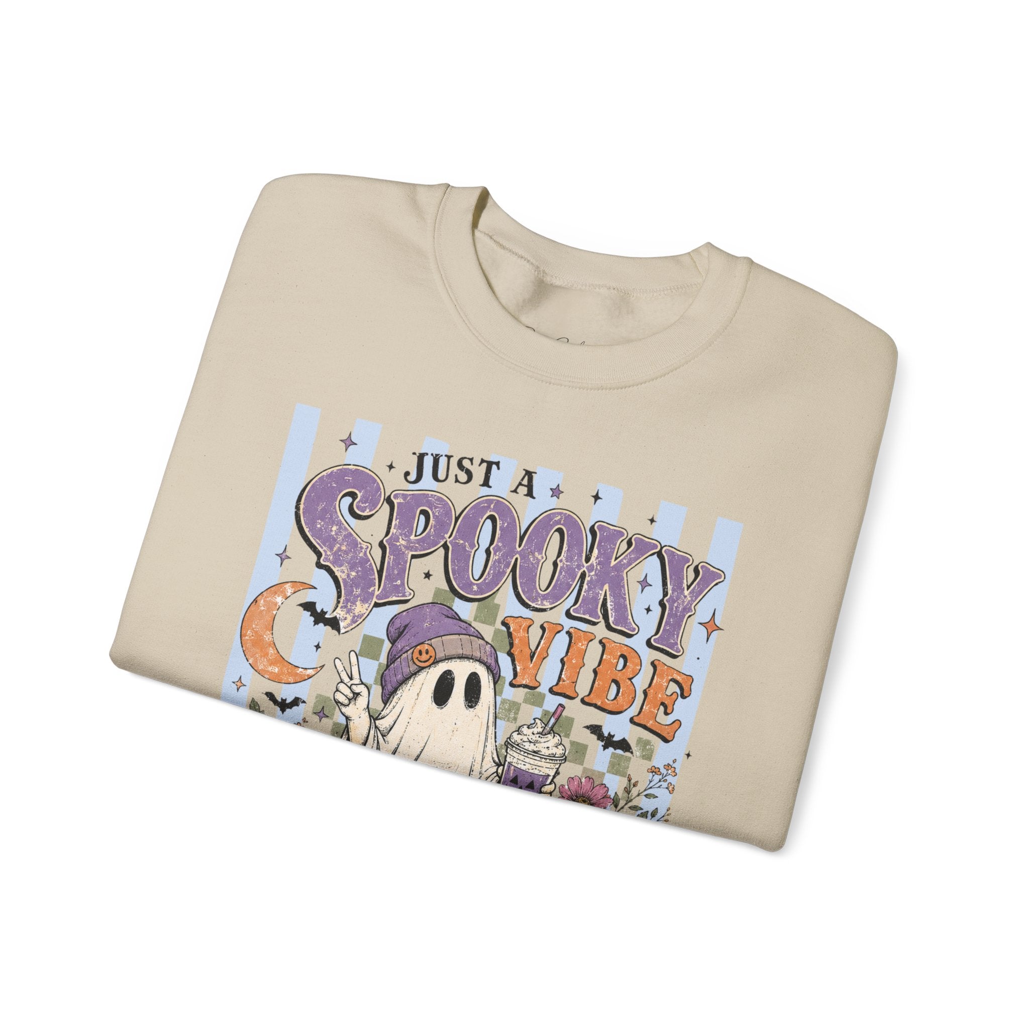 Spooky Vibe Crewneck Sweatshirt – Cute Ghost Halloween Graphic