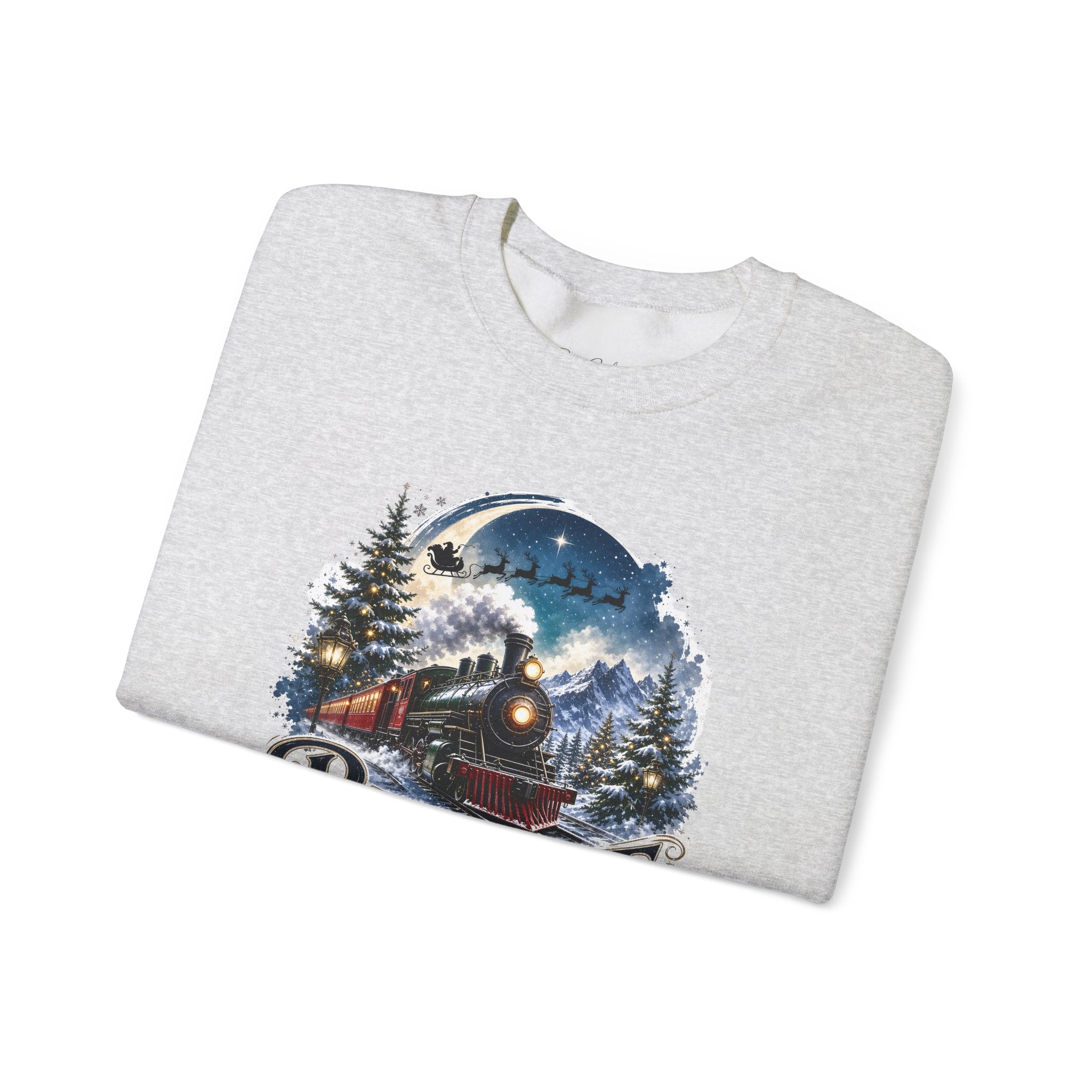 Believe Train Sweatshirt - Vintage Holiday Winter Steam Locomotive Crewneck