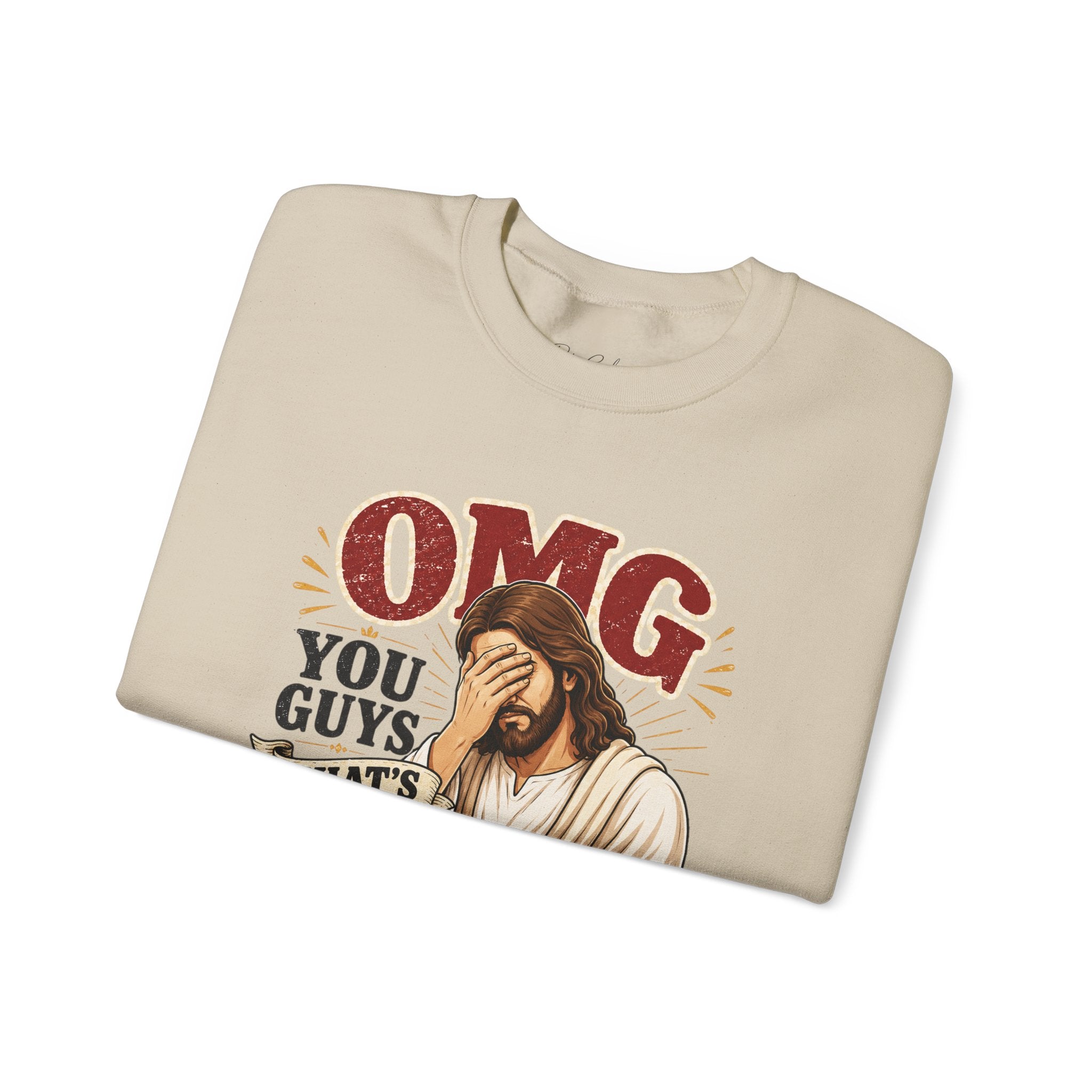 Relatable Jesus Facepalm Crewneck Sweatshirt – "OMG You Guys That's Not What I Said" Christian Pullover