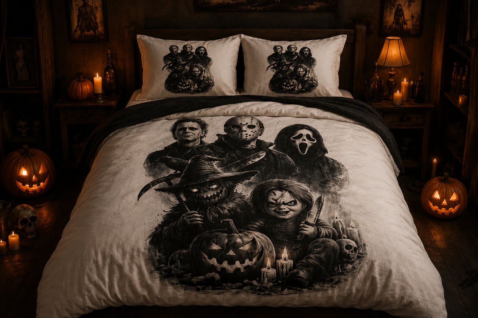 Classic Horror Movie Villains Cotton Bed Set | Halloween Duvet Cover