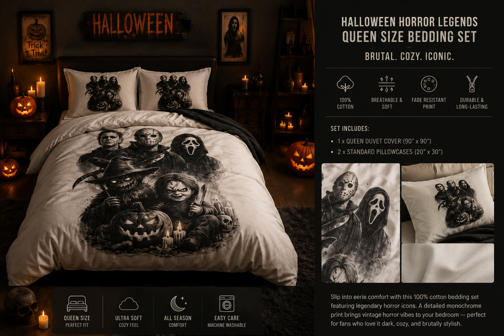 Classic Horror Movie Villains Cotton Bed Set | Halloween Duvet Cover