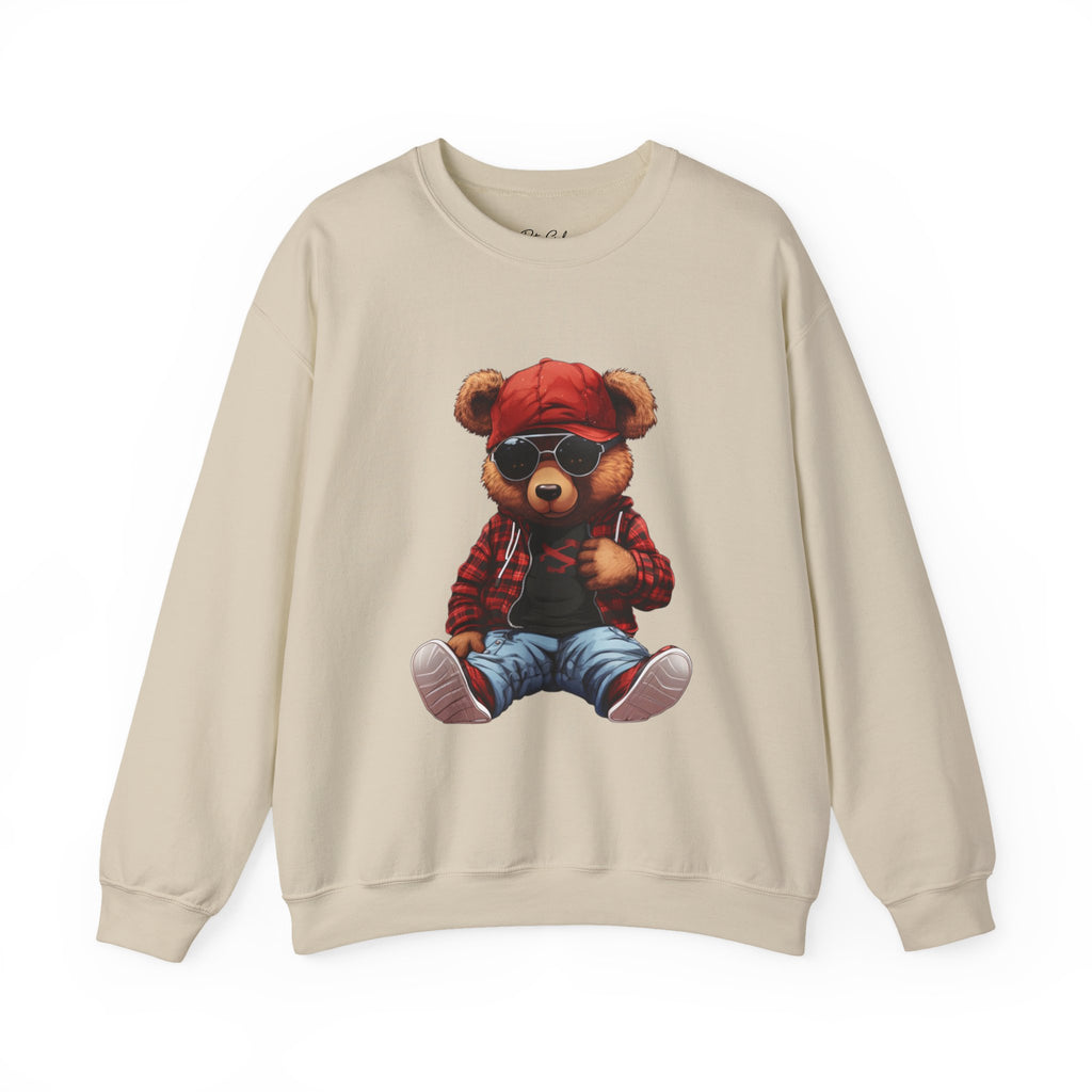 Cool Teddy Bear Crewneck Sweatshirt - Hipster Bear Graphic Pullover