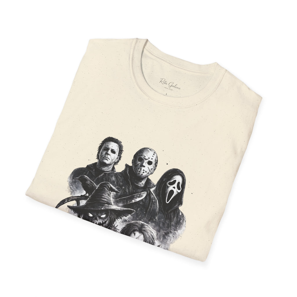 Horror Slasher Mask Collage T-Shirt | Halloween Villains Tee Unisex