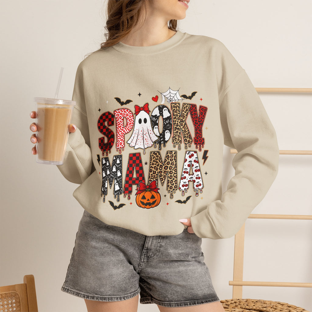Spooky Mama Sweatshirt — Halloween Ghost Pumpkin Crewneck for Moms