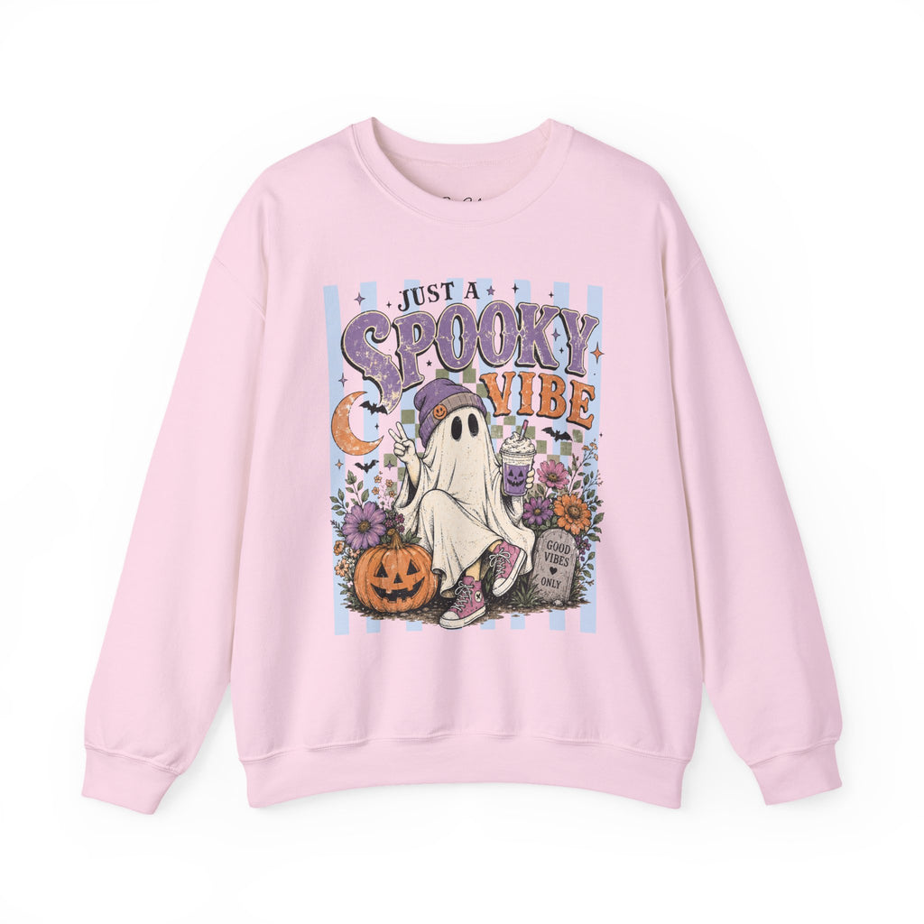 Spooky Vibe Crewneck Sweatshirt – Cute Ghost Halloween Graphic