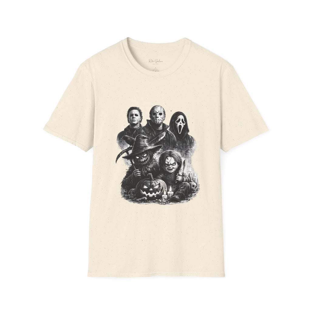 Horror Slasher Mask Collage T-Shirt | Halloween Villains Tee Unisex