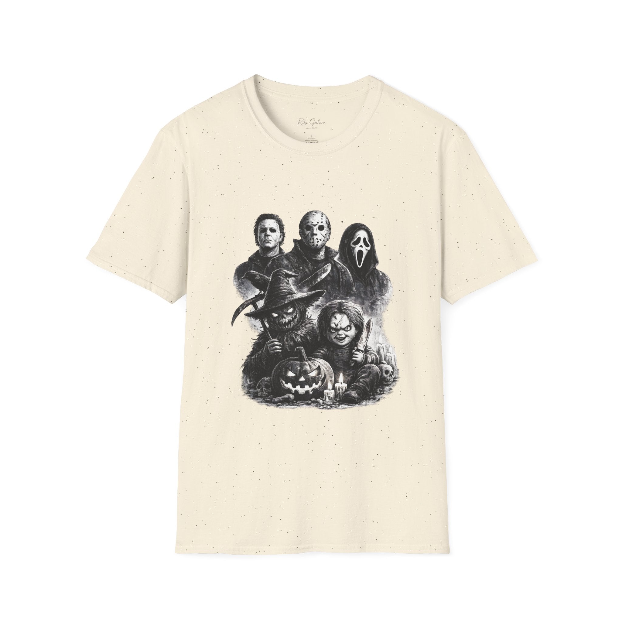 Horror Slasher Mask Collage T-Shirt | Halloween Villains Tee Unisex