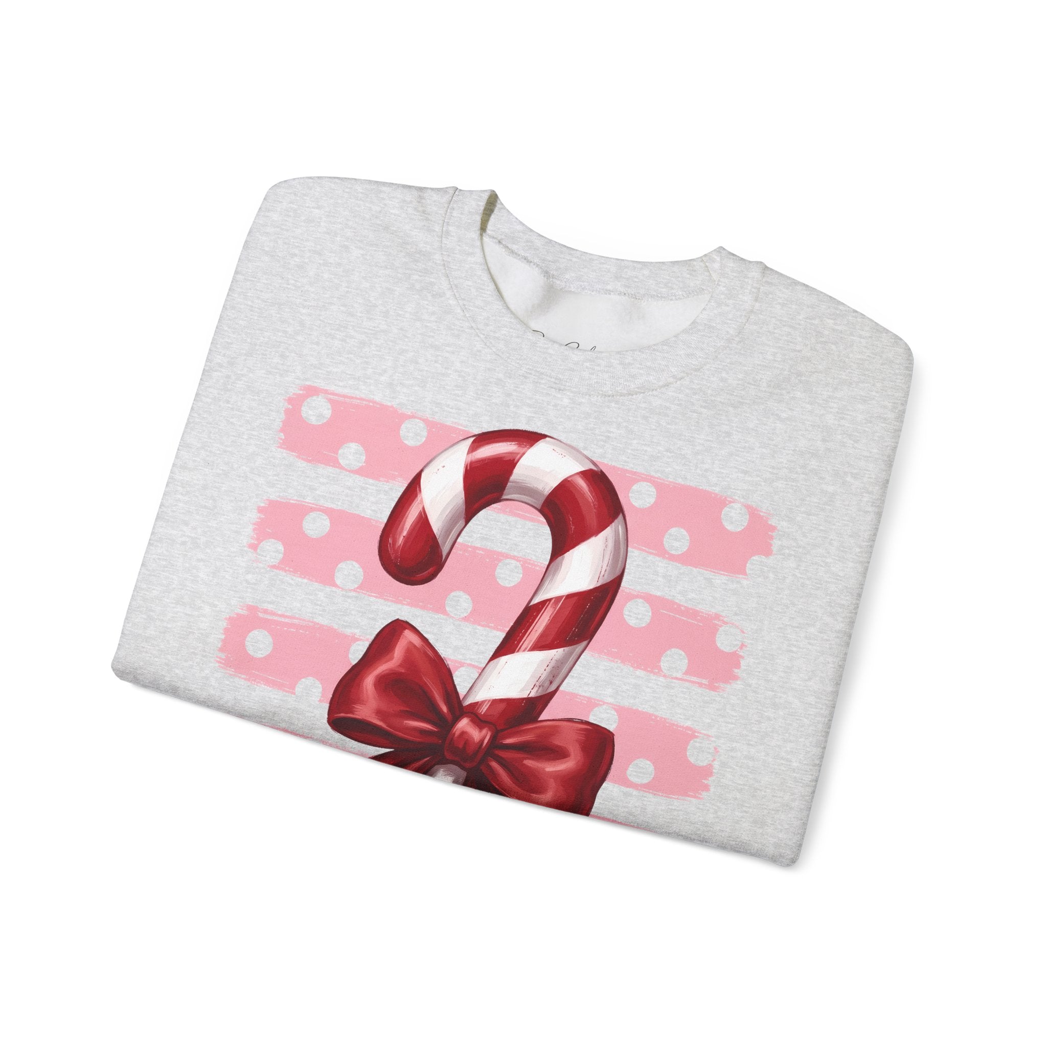 Candy Cane Bow Crewneck Sweatshirt — Holiday Christmas Sweater