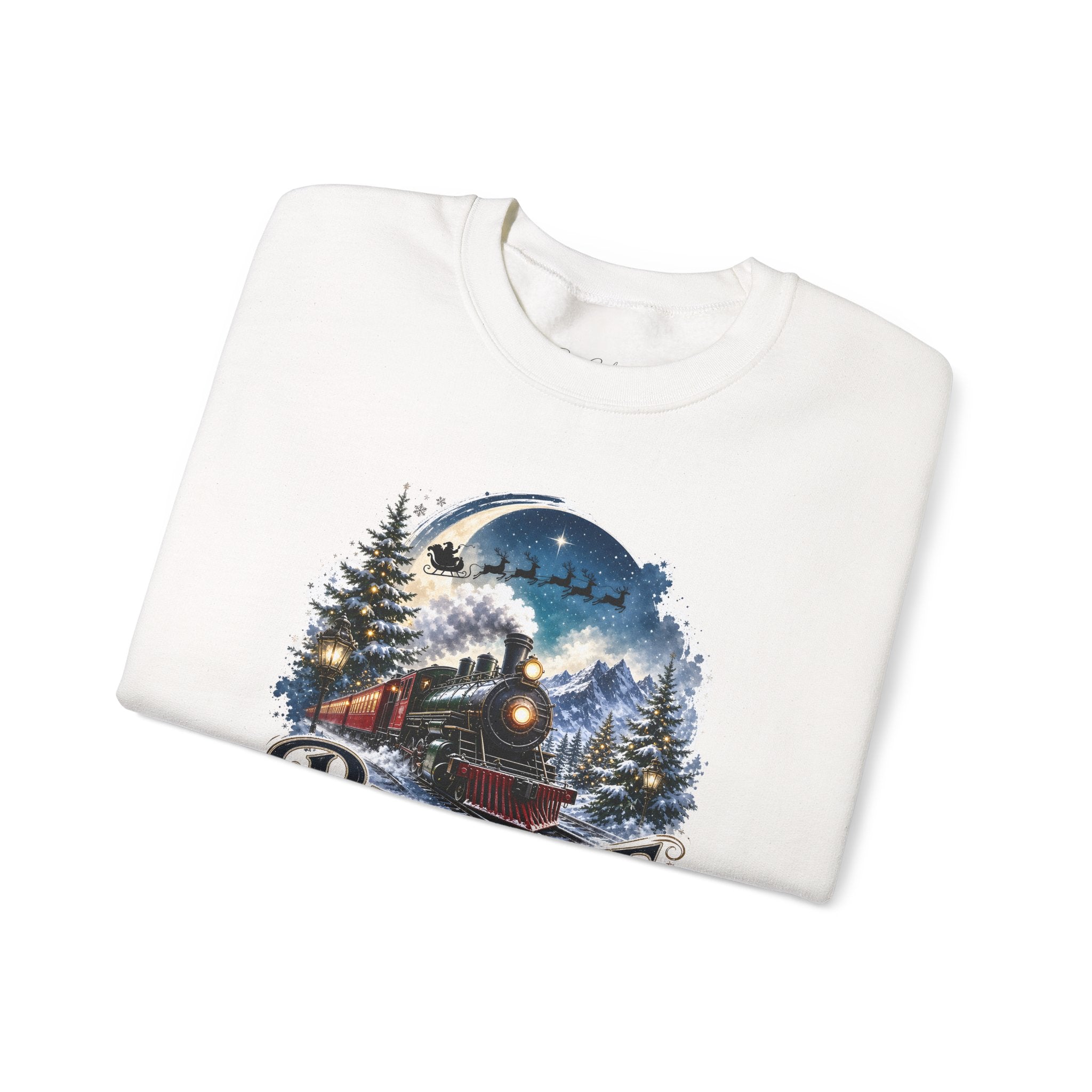 Believe Train Sweatshirt - Vintage Holiday Winter Steam Locomotive Crewneck