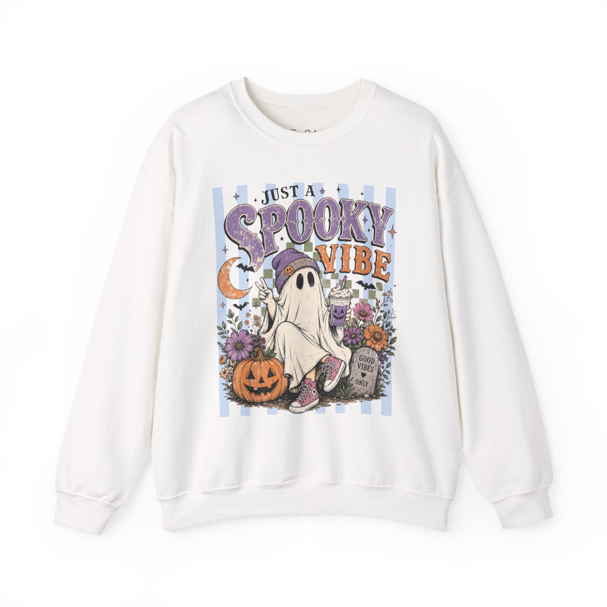 Spooky Vibe Crewneck Sweatshirt – Cute Ghost Halloween Graphic