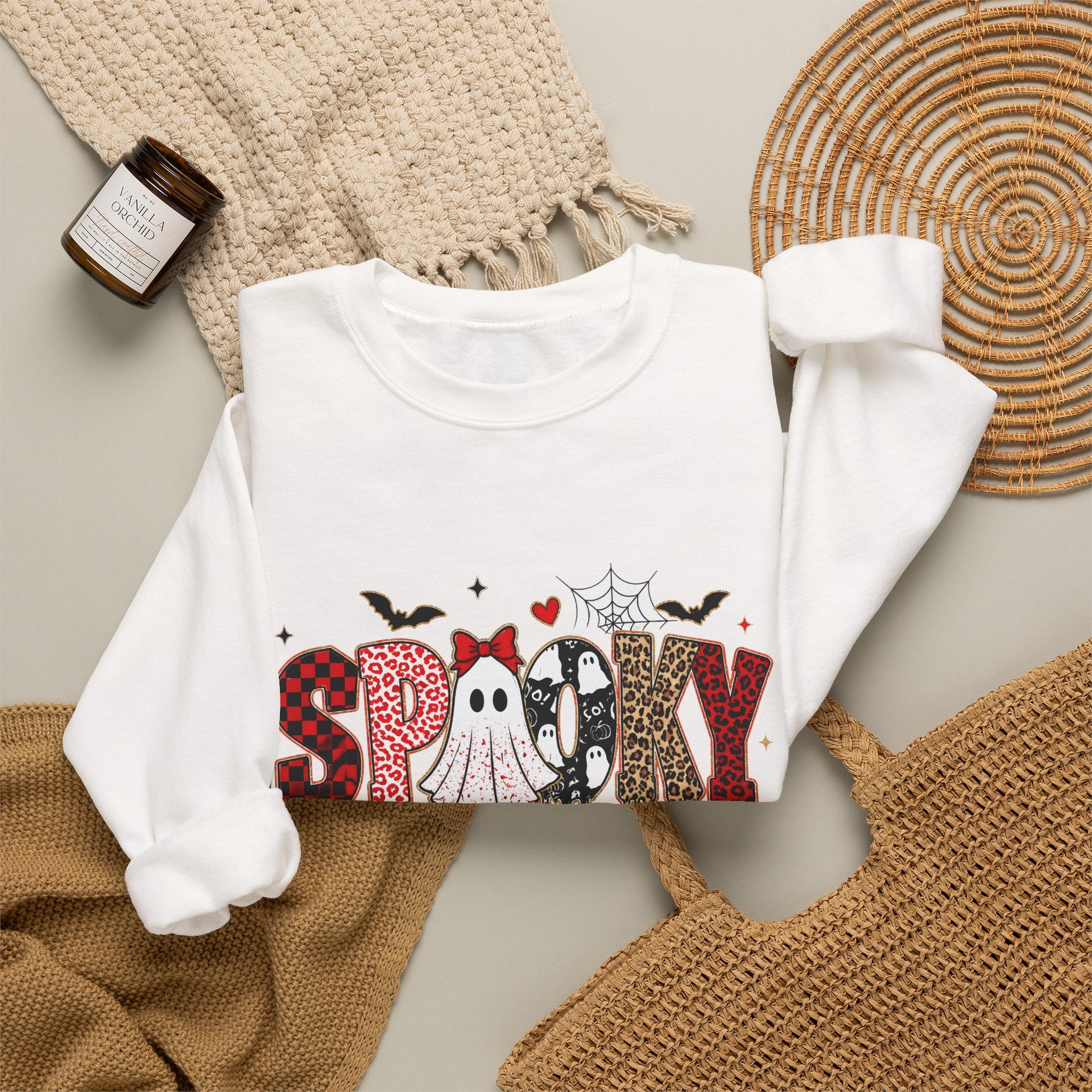 Spooky Mama Sweatshirt — Halloween Ghost Pumpkin Crewneck for Moms
