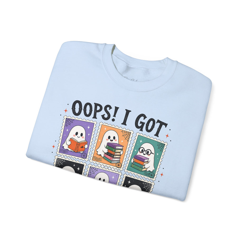 Crewneck Sweatshirt — "Oops! I Got Another Book" Cute Reading Ghosts Graphic
