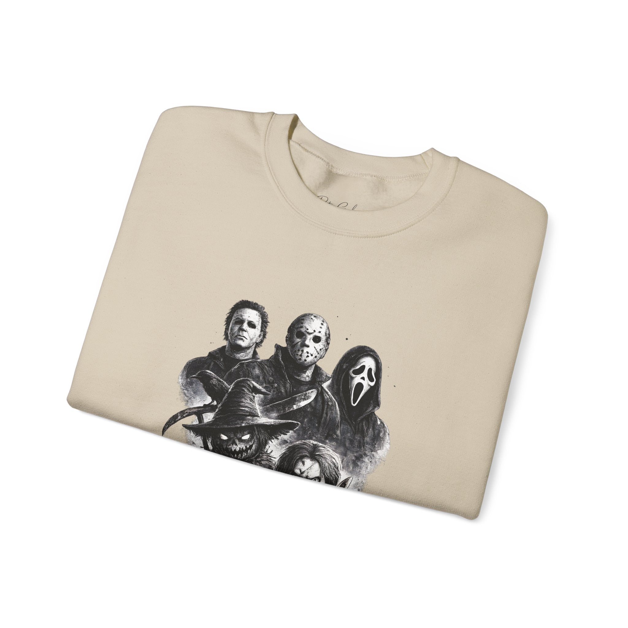 Horror Icons Crewneck Sweatshirt — Vintage Halloween Slasher Collage
