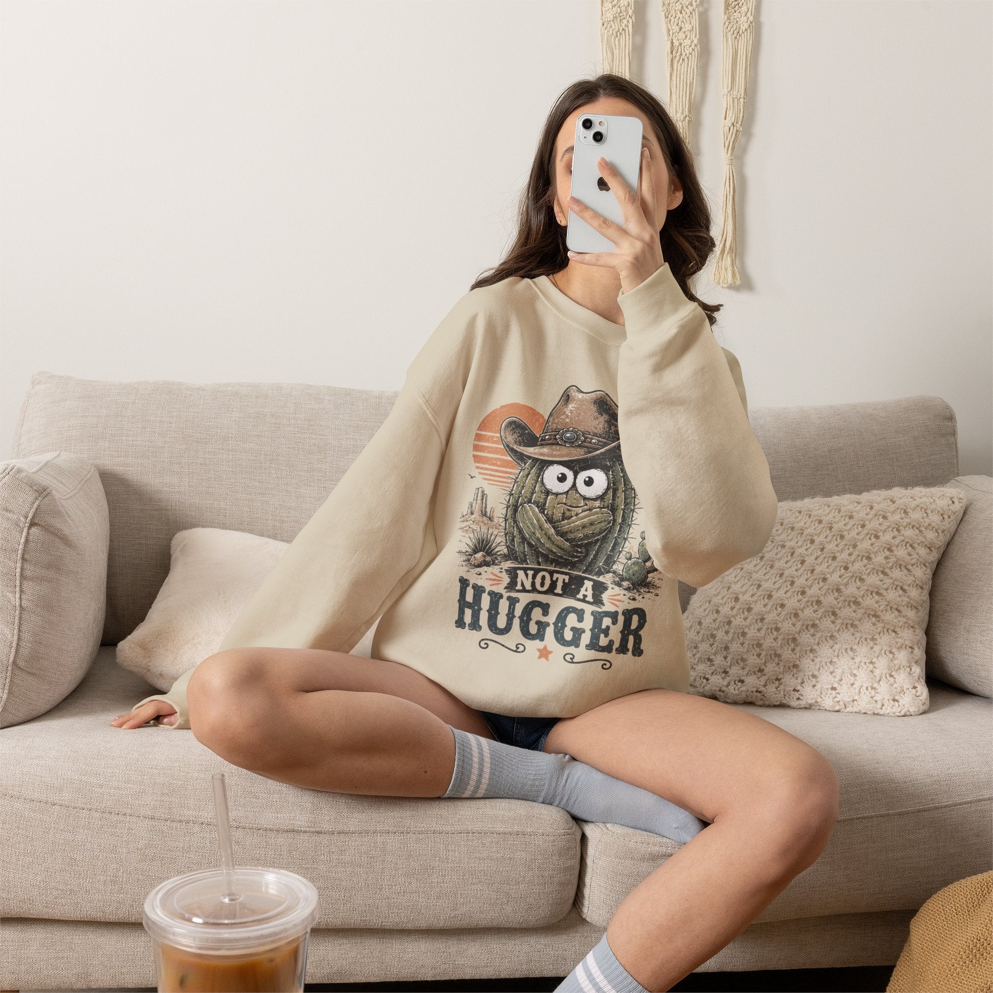 Not a Hugger Cactus Crewneck Sweatshirt