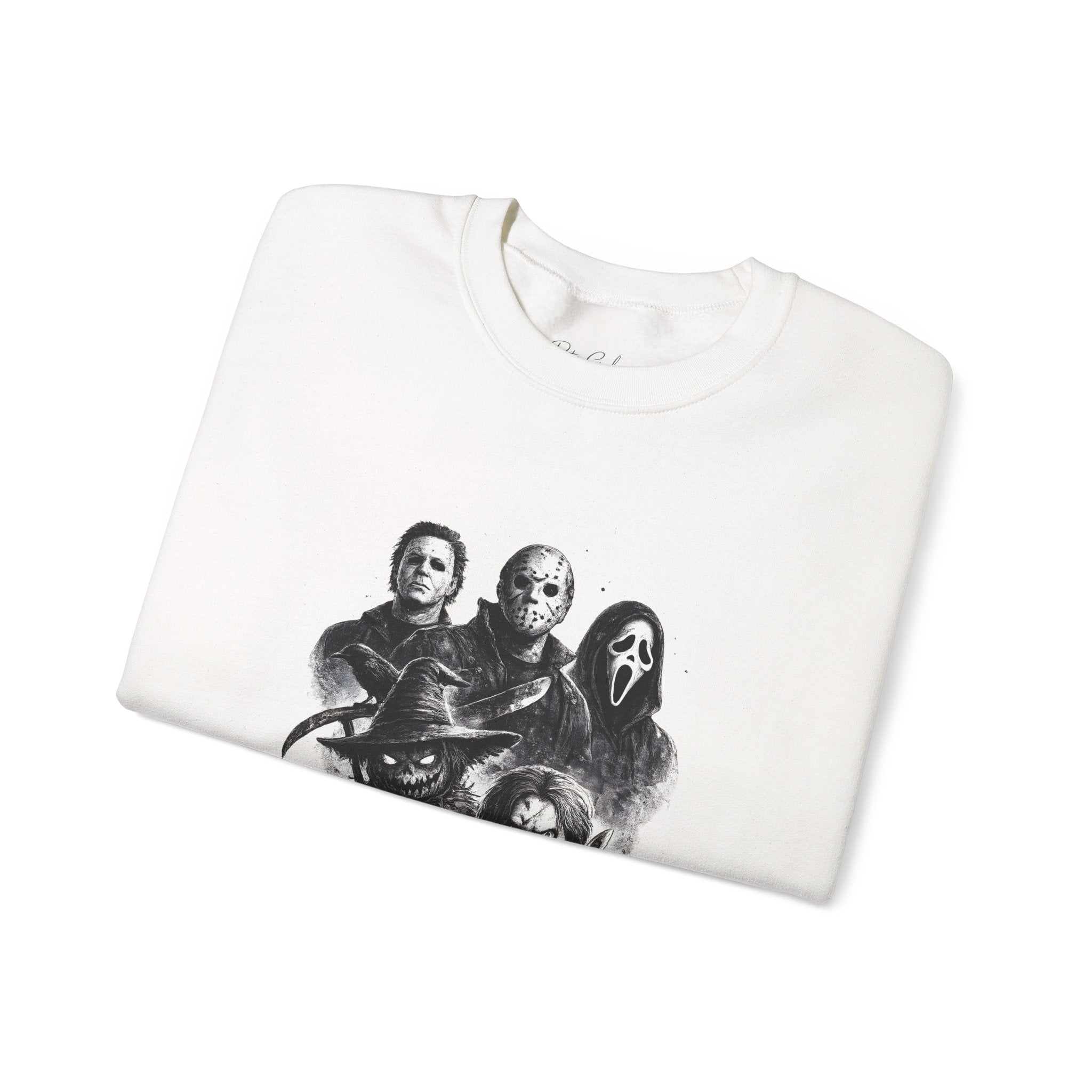 Horror Icons Crewneck Sweatshirt — Vintage Halloween Slasher Collage