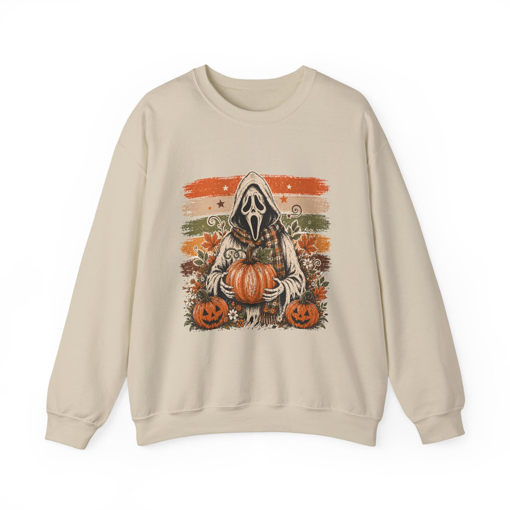 Halloween Ghostface Sweatshirt — Pumpkin & Jack-O'-Lantern Horror Crewneck Unisex