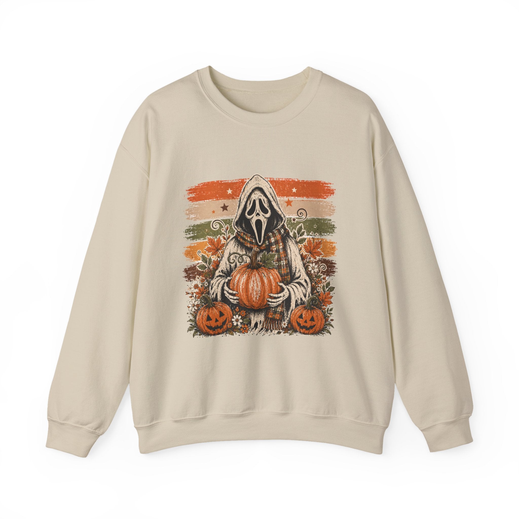 Halloween Ghostface Sweatshirt — Pumpkin & Jack-O'-Lantern Horror Crewneck Unisex