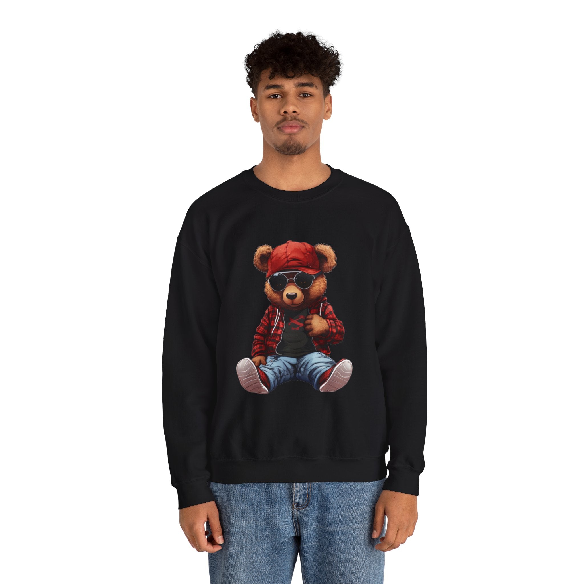 Cool Teddy Bear Crewneck Sweatshirt - Hipster Bear Graphic Pullover