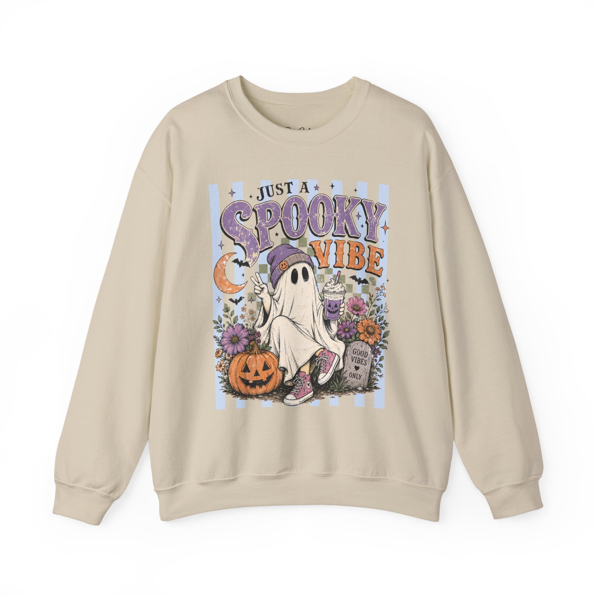 Spooky Vibe Crewneck Sweatshirt – Cute Ghost Halloween Graphic