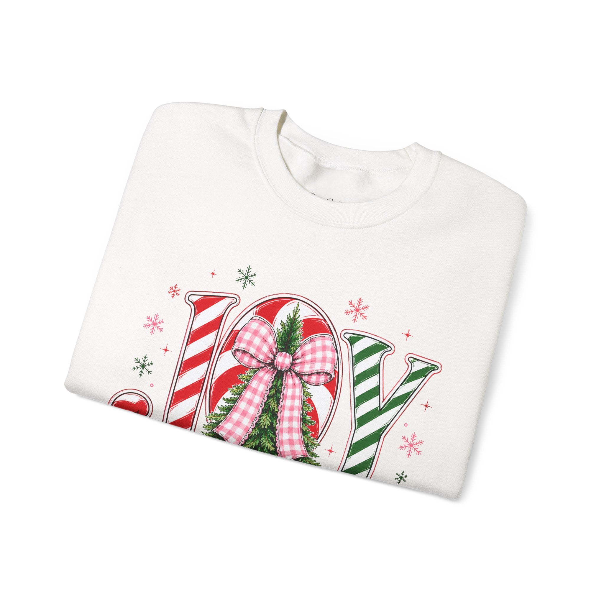 JOY to the World Christmas Sweatshirt — Festive Candy Cane & Wreath Holiday Crewneck