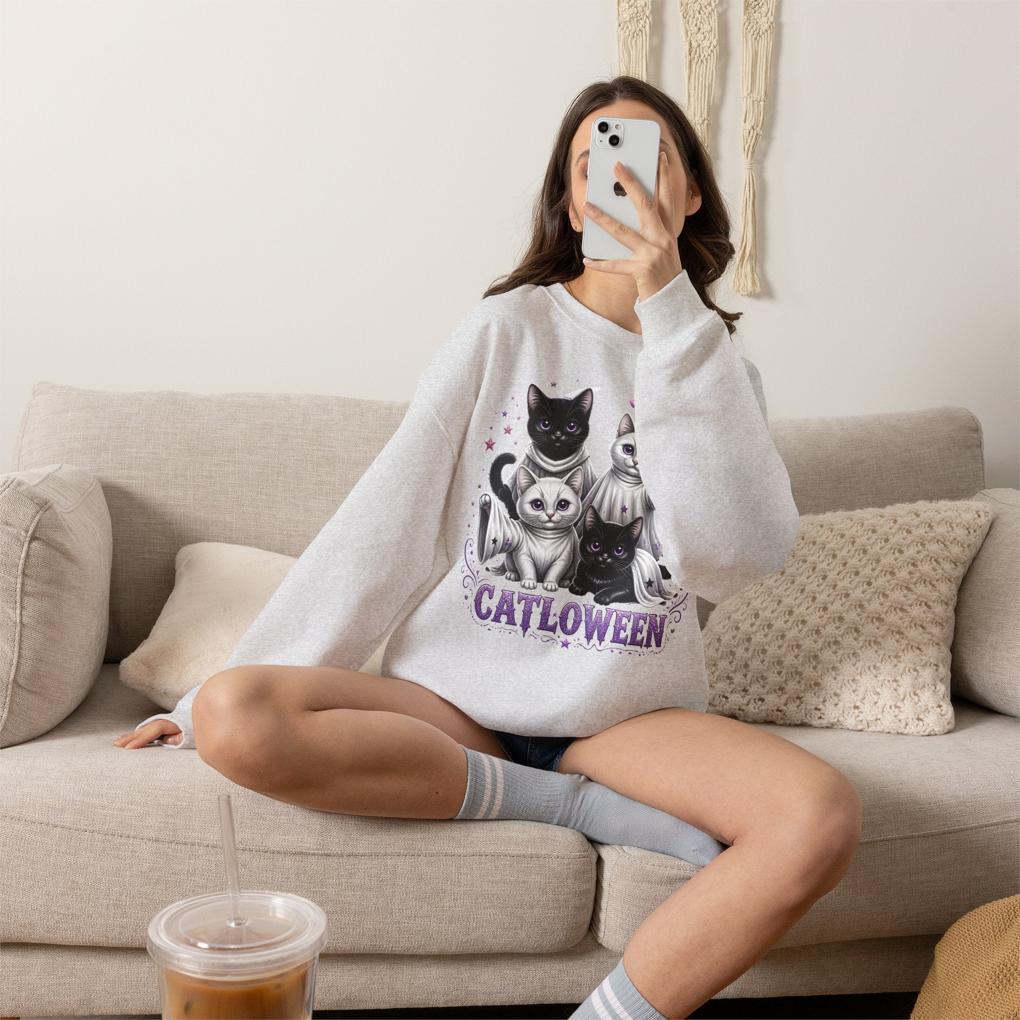 Catloween Sweatshirt — Cute Spooky Cats Crewneck