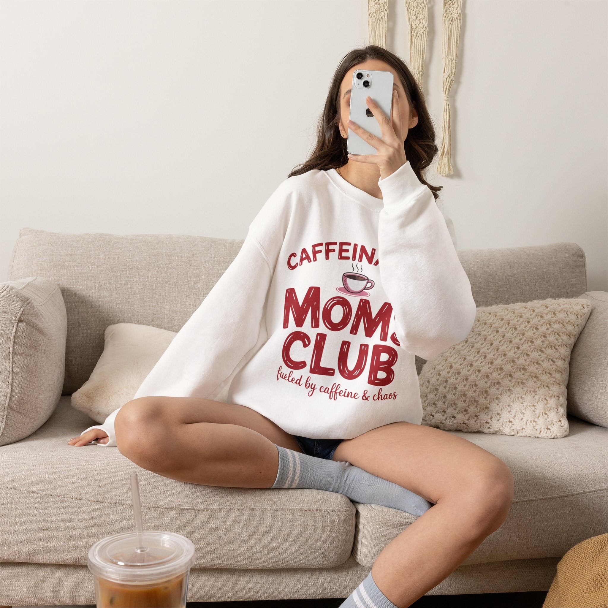 Caffeinated Moms Club Sweatshirt — Cozy Coffee Lover Crewneck