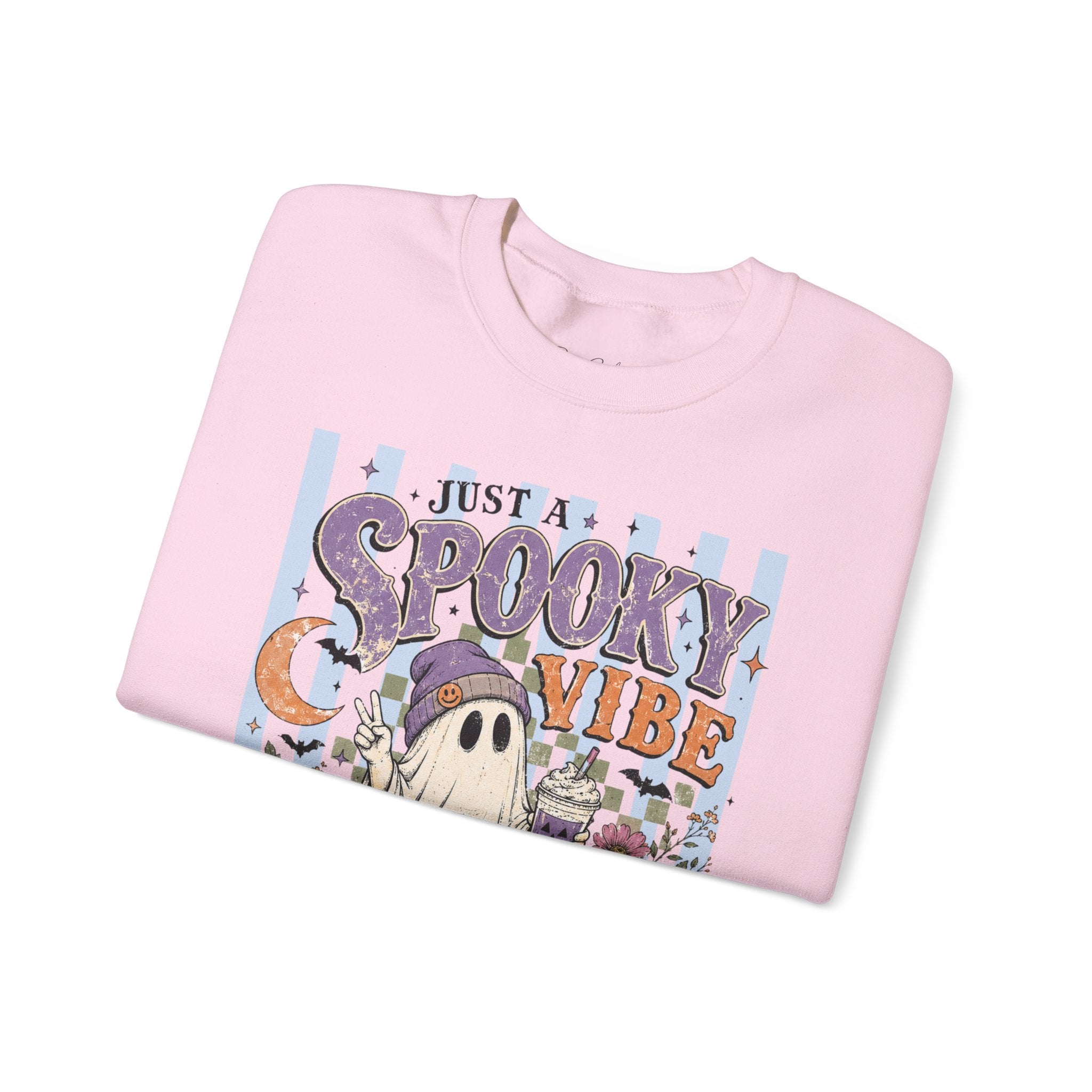 Spooky Vibe Crewneck Sweatshirt – Cute Ghost Halloween Graphic
