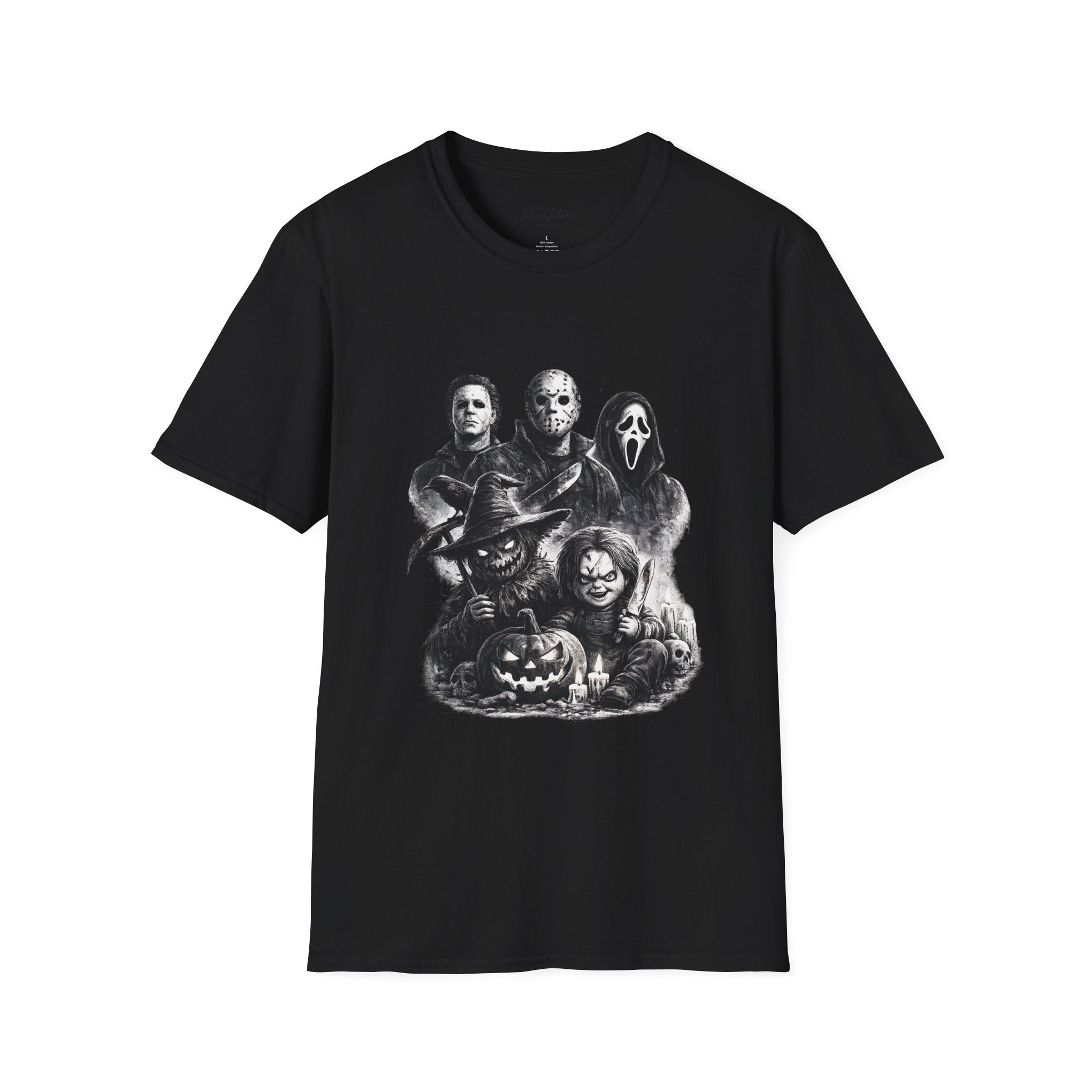 Horror Slasher Mask Collage T-Shirt | Halloween Villains Tee Unisex