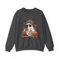 Cozy Halloween Ghost with Pumpkin Crewneck Sweatshirt | Fall Haunted Style Unisex